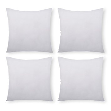 PHANTOSCOPE 4 Packs Polyester Throw Pillow Insert Sham Square Form Sofa Bed Cushion Cover White 18 x 18 inch for Home Decor