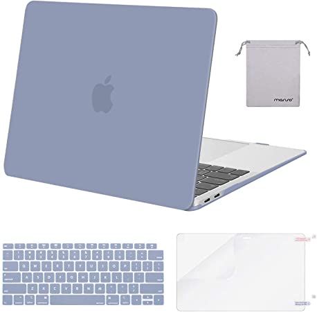 MOSISO MacBook Air 13 inch Case 2020 2019 2018 Release A2179 A1932 with Retina Display, Plastic Hard Shell&Keyboard Cover&Screen Protector&Storage Bag Compatible with MacBook Air 13, Lavender Gray