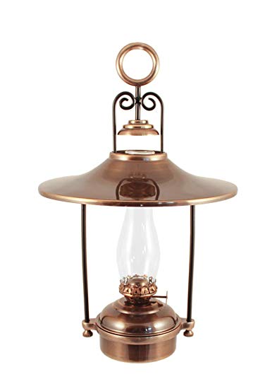 Vermont Lanterns Hanging Oil Lamp - Brass Dorset 14" w/shade (Antique Brass)