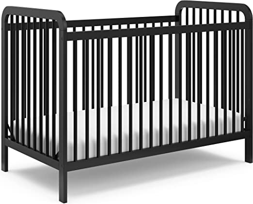 Storkcraft Pasadena 3-in-1 Convertible Crib (Black) - Converts to Daybed and Toddler Bed, Fits Standard Full-Size Crib Mattress, Adjustable Mattress Support Base