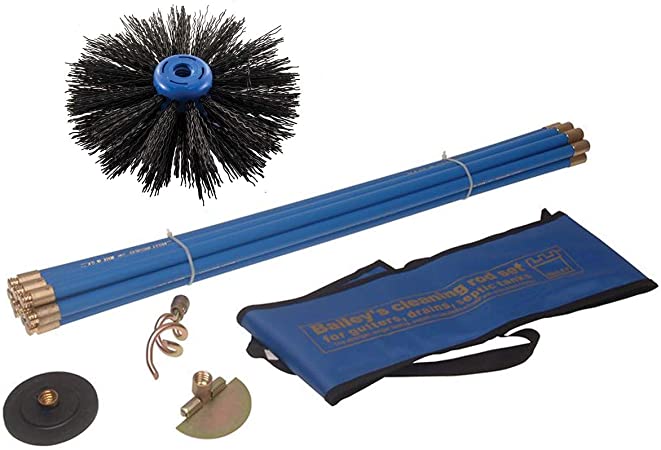 Bailey BAI5431 Universal Drain Rod Set 3 Tools Carry Bag BAIZ5683 6 Inch Brush