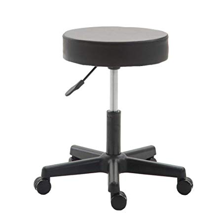Swivel Drafting Stool - Wahson Black Ergonomic Rolling Chair [Adjustable Height, 15-inch Thick Seat Cushion, 5 Gravity Wheels] for Office Desk, Dental Clinic, Spa, Massage, Hair Salon