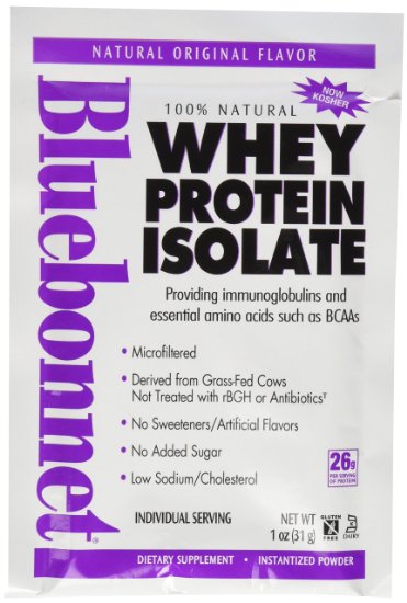 BlueBonnet 100% Natural Whey Protein Isolate Powder, Original, 8 Count