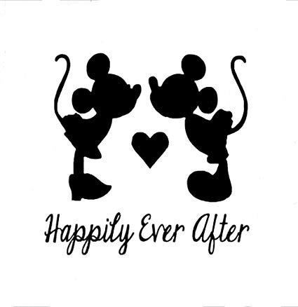 Happily Ever After Mickey and Minnie Mouse Disney Decal Vinyl Sticker|Cars Trucks Vans Walls Laptop| Black |5.5 x 5.5 in|CCI1376