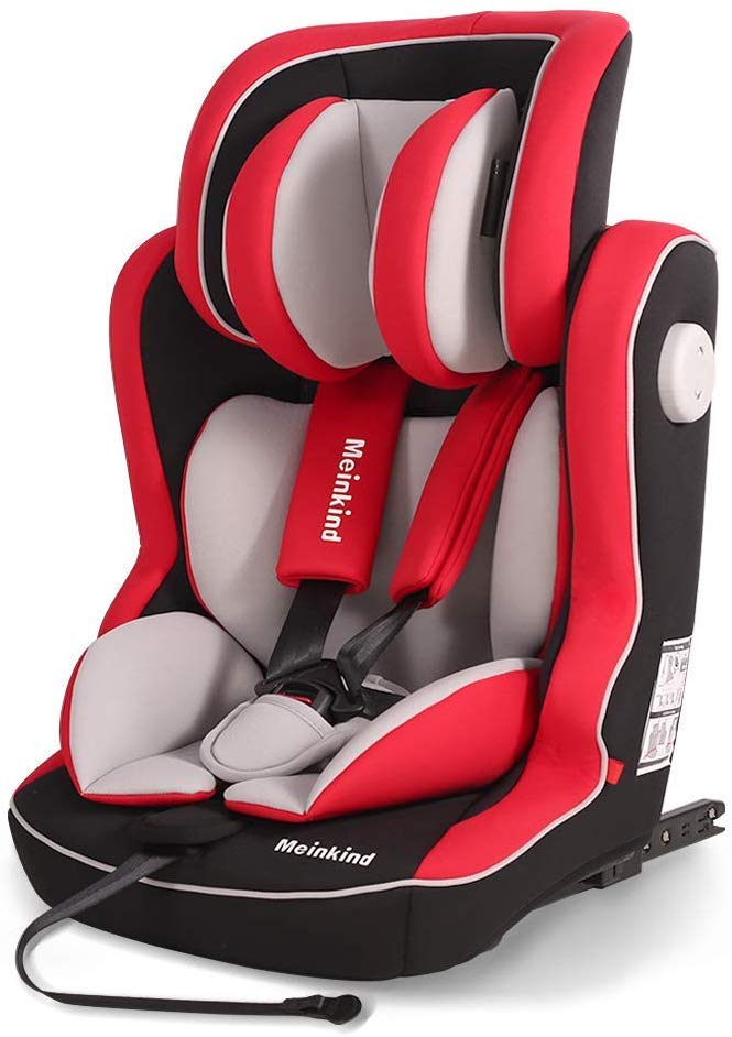 Meinkind Child Car Seat Group 1/2/3 (9-36 kg) Isofix, Baby Car Seat Adjustable Headrest (9 Months-12 Years)/Double Layer SIPS Protection/ECE R44 / 04, Red