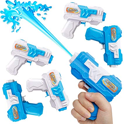 D-FantiX Water Gun 6 Pack, Small Water Blaster Soaker Squirt Guns Bulk for Water Fighting Summer Pool Beach Party Favors Toy for Kids Boy Girl