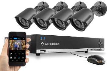 Amcrest 960H 8CH Security System - Four 800 TVL IP66 Bullet Cameras Black