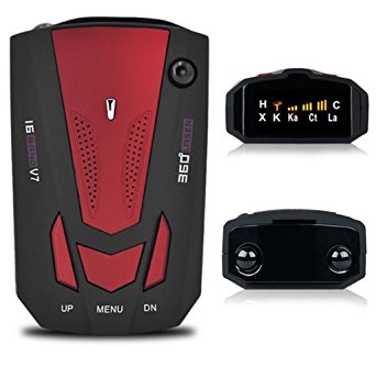 Radar Detector, Petcaree High Performance V7 Police Radar Laser Detectors for Cars with Voice Alert and Car Speed Alarm System with 360 Degree Detection (Red)