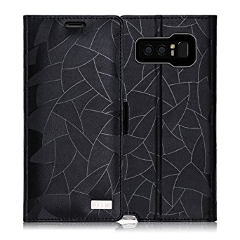 Galaxy Note 8 Case, Galaxy Note 8 Wallet Case, FYY [RFID Blocking wallet] Premium PU Leather 100% Handmade Wallet Case Credit Card Protector for Samsung Galaxy Note 8(2017) Black