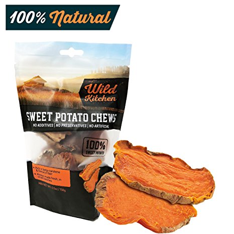 Sweet Potato Dogs Treats - (Only One Ingredient) Dog Chews Long Lasting Natural Flavor. All Natural, Grain Free, Veggie “Rawhide” for Heavy Chewers - The #1 Thick-Cut Sweet Potato Dog Dental Treats