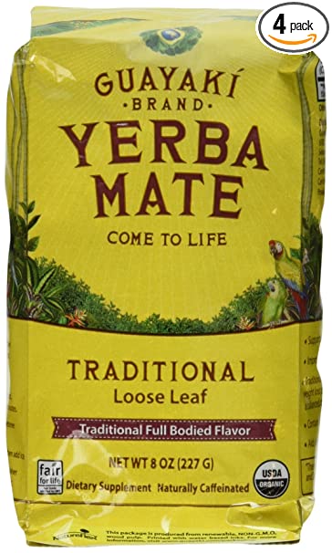 Guayaki Traditional Loose Leaf Yerba Mate, 8-Ounce Package  (Pack of 4)