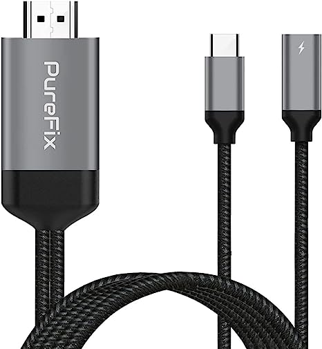 Purefix USB C to HDMI Cable Adapter for Nintendo Switch, Type C to 4K60Hz HDMI with 100W PD Powering Cord for MacBook Pro Air, iPad Pro, Microsoft Surface, Samsung Dex, Dell XPS & More