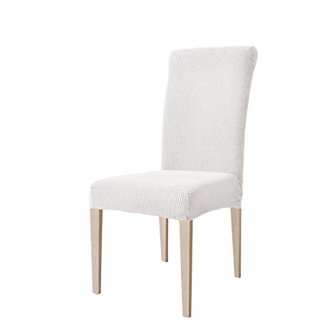DyFun Jacquard Spandex Stretch Dining Room Chair Slipcovers (4, White)