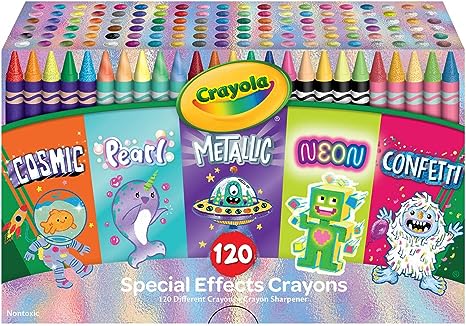 Crayola Crayons Special Effects Pack - 5 Boxes (24 Each), Bulk Crayons for Kids, Craft & Art Supplies for Classrooms, Ages 4  [Amazon Exclusive]