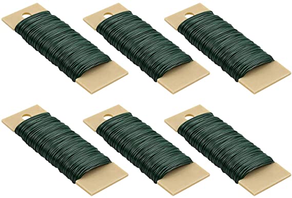 Foraineam 6-Pack 38 Yards 22 Gauge Green Floral Wire Flexible Paddle Wire for Crafts, Wreaths, Garland and Floral Arrangements