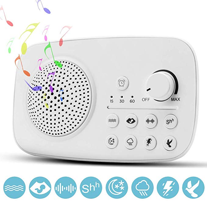 Zitrades Sleep White Noise Machine - Portable Sleep Sound Therapy for Baby, Adults, Seniors, Insomnia, Office or Travel, 8 Soothing Natural Sounds Therapy, 3 Auto-Off Timer Options (White)