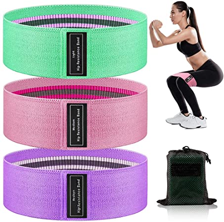 Resistance Bands for Legs and Butt, Exercise Bands, Booty Bands Fabric Resistant Bands Set for Women, Non Slip Hip Bands Elastic Workout Bands, Sports Fitness Band for Squat Glute Hip Training…