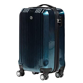 FERGÉ Carry-on Trolley Suitcase Hard Shell Roller Board Cannes Cabin Luggage 4 Twin Spinner Wheels Blue