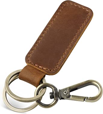 Jack&Chris Genuine Leather Car Keychain, Universal Key Fob Keychain, Leather Key Chain Holder for Men and Women, JC306