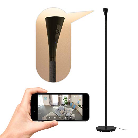 Panasonic HomeHawk Floor Lamp Camera with Wide Angle, Ambient Light, Motion Detection, 1080P HD Video, Color Night Vision & Voice Assist - KX-HNC850G (Fabric Grey)