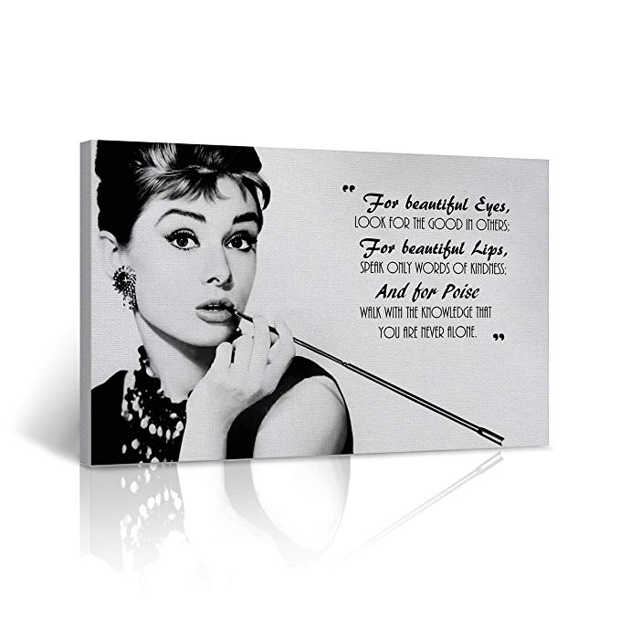 Buy4Wall Audrey Hepburn Quote Wall Art Canvas Print Breakfast at Tiffany`s Say Vintage Home Wall Decor Decorative Framed Art Artwork - Ready to Hang -0 Handmade in The USA - 8x12