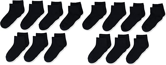 Amazon Essentials Unisex Kids' Cotton Ankle Socks, Pack of 14