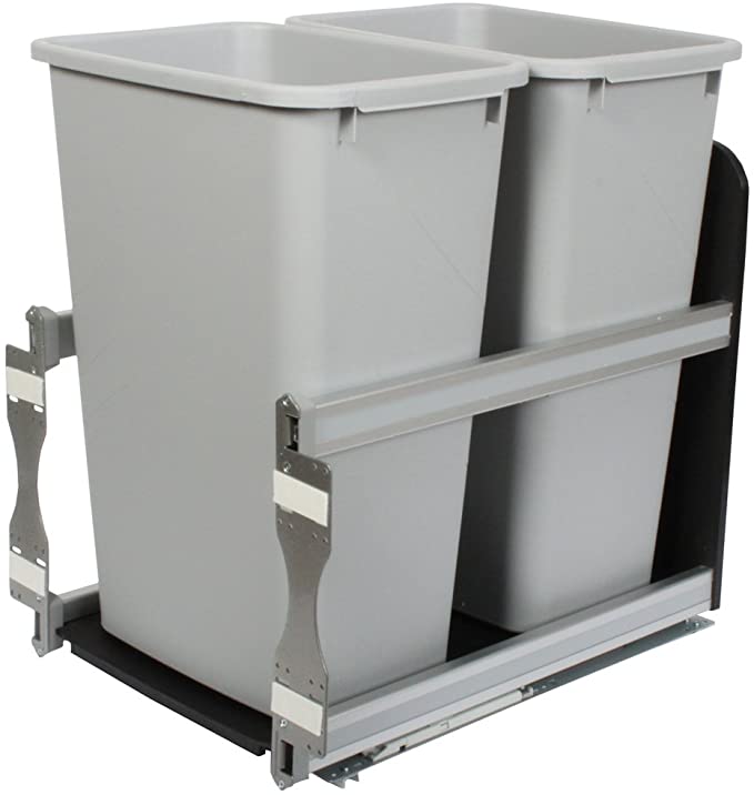 Knape & Vogt USC18-2-50PT in-Cabinet Pull Out Soft Close Trash Cans, 23.25" by 15.38" by 22.38"