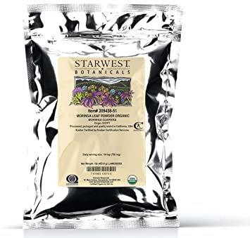 Starwest Botanicals Certified Organic Moringa Oleifera Leaf Powder, 16 Ounce | Great for Drinks, Teas & Smoothies
