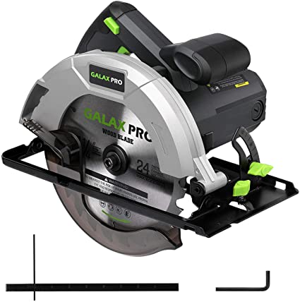 Circular Saw, GALAX PRO 14A 5500RPM 7-1/4” Corded Circular Saw with Lightweight Lower Guard, 2Pcs Blades (24T 48T) plus 1 Allen Wrench, Max Cutting Depth 2-7/16”(90°), 1-13/16”(45°)