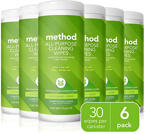 Method All-purpose Cleaning Wipes - 30 Wipes, Lime  Sea Salt, 6 Count, 6.1 Oz