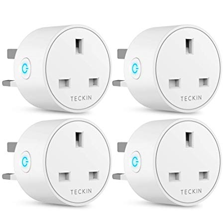 Smart Plug WiFi Outlet TECKIN Mini Plug Works with Amazon Alexa (Echo, Echo Dot), Google Home and IFTTT, Wireless Socket Remote Control Timer Plug Switch, No Hub Required 4 Packs (Upgrade Version)