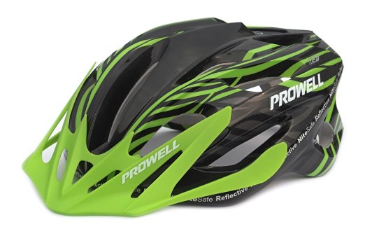 Prowell F59R Vipor Cycle Helmet, Black Green, Medium, FREE SharkFIN light worth £5.49
