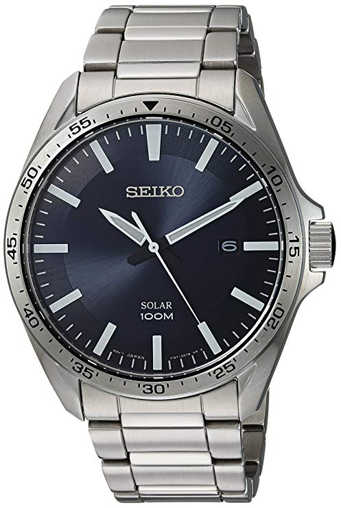 Seiko Men's Sport Watches Japanese-Quartz Stainless-Steel Strap, Silver, 20 (Model: SNE483)