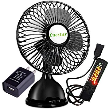 Lucstar Mini Retro Desk Fan with USB Switch Timer and Mount Charger, Silent Strong Air, Cute Adapter for Home, Desktop, Work, DIY 4inch Fan
