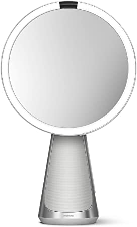 Introducing simplehuman Sensor Mirror Hi-Fi with Alexa, Superb Custom-Designed Audio, Extreme Color Accuracy, Touch Brightness Control, 5x Magnification