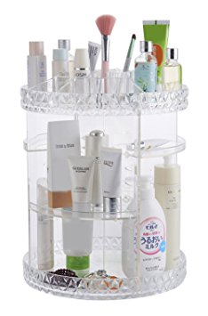Choice Fun 360 Degree Acrylic Rotating 6-layer Storage Tower Rack with Diamond Pattern 18 Compartments Top Display Transparent QFJJSN-NSF-1702D