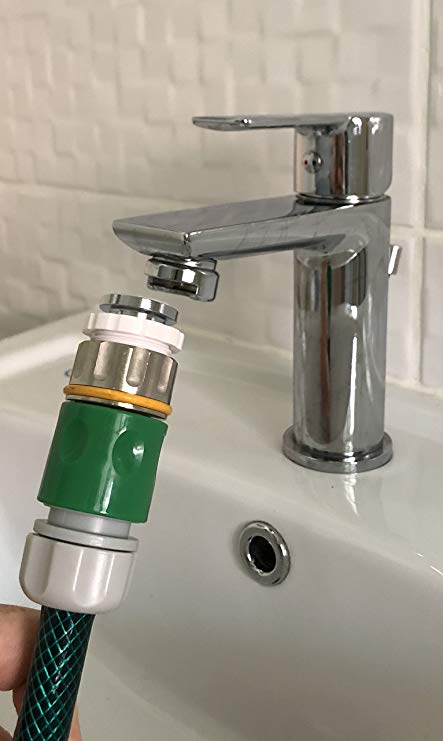 The easiest way to attach a Hosepipe / garden hose to your mixer tap (kitchen, basin, utility or bath). Perfect if you need WARM water outside to wash your pets, boots or car! Includes x1 Tap Aerator (fits: 28mm Male, 24mm Male & 22mm Female Taps), x1 Hose Connector and x1 Hosepipe Adaptor (this product can also be used with a shower hose too!)