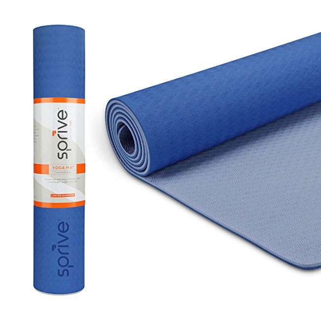 Sprive TPE Yoga Mat (6mm) for Yoga, Pilates, Burpee, Core Exercises, Health, Fitness, Interval Training. Eco-Friendly, Durable, Non-Slip. Multiple colors and sizes.