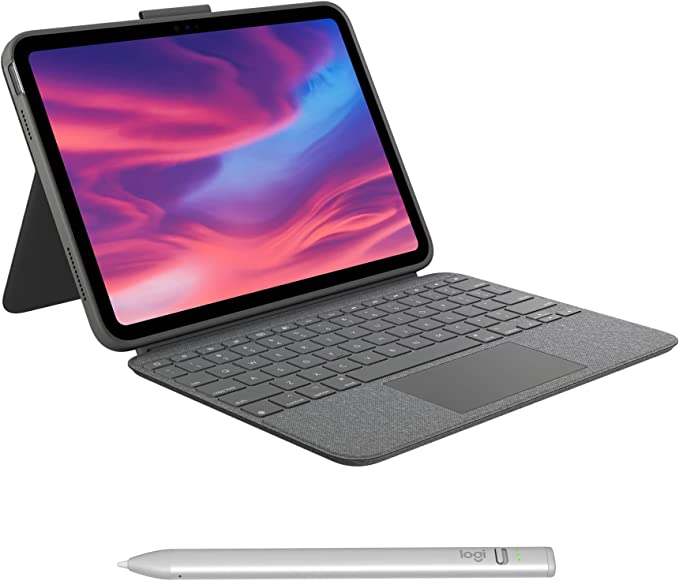 Logitech Combo Touch Keyboard Case for iPad (10th gen) with Detachable Keyboard Crayon (USB-C) Digital Pencil for All iPads (2018 Releases and Later)