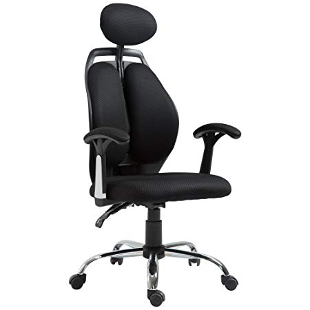 Vinsetto High Back Ergonomic Mesh Office Chair Executive Computer Task Chair with Adjustable Headrest Home Office Seat Black