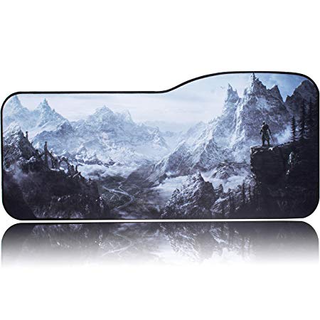 BRILA Extended Mouse pad - Curve Design Gaming Mouse pad - Stitched Edges & Skid Proof Rubber Base - 29.5" x 12.1" x 0.12" X-Large Mouse Keyboard Desk Mat for Computer (Mountains)