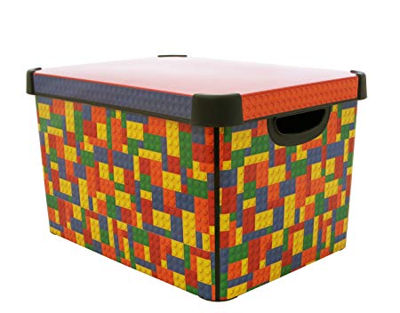 Curver Stockholm Bright Blocks Plastic Deco Storage Multi Colour Box, 22 Litre