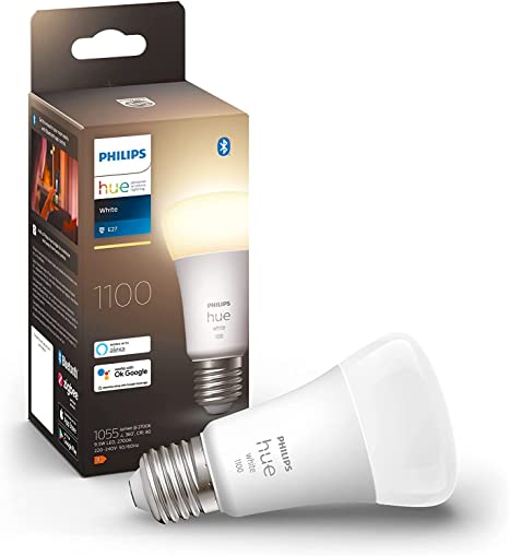 Philips Hue NEW White Smart Light Bulb 75W - 1100 Lumen [E27 Edison Screw] With Bluetooth. Works with Alexa, Google Assistant, Apple Homekit