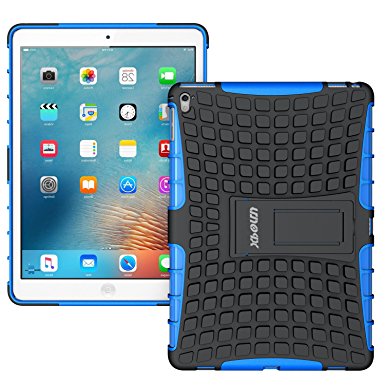 iPad Pro 9.7 Case, Xboun High Quality [TPU & PC] [Perfect Fit with Kickstand] Non-Slip Dual Layer Armor Defender Rugged Hybrid Protective Case Cover for iPad Pro 9.7 inch (2016 Version) (Blue)