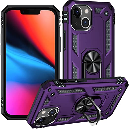 ADDIT Phone Case for iPhone 13 Mini Case, [ Military Grade ] 15ft. Drop Tested Protective Case with Magnetic Car Mount Ring Holder Stand Cover for iPhone 13 Mini 5.4" - Purple