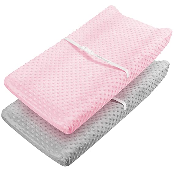 Changing Pad Cover - Babebay Ultra Soft Minky Dots Plush Changing Table Covers Breathable Changing Table Sheets Wipeable Changing Pad Covers Suit for Baby Boy and Baby Girl