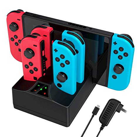 Nintendo Switch Charging Station, WeiCheng Switch Controller Charger Joy Con Charging Dock Stand Fast Charger Station for Nintendo Switch with LED Indicator Black