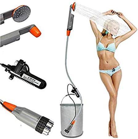 2019 Portable Camping Shower, Compact Shower Pump with Detachable USB Rechargeable Battery, Handheld Outdoor Shower Head for Camping, Hiking, Traveling, Emergency Use