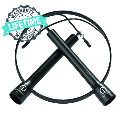 High Speed Jump Rope By ignitionfit - Crossfit, MMA, Boxing - Unique Tangle Free Technology, Lightweight Long Ballistic Handles, Adjustable Length Cable and Dual Bearings - 100% Lifetime Warranty Too!