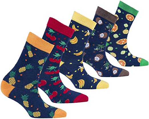 Socks n Socks-Kids 5-pair Fun Cool Cotton Colorful Dress Crew Socks Gift Box